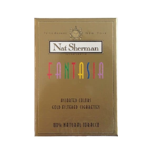 Nat Sherman Fantasia cigarettes — assorted color gold filtered 100% natural tobacco